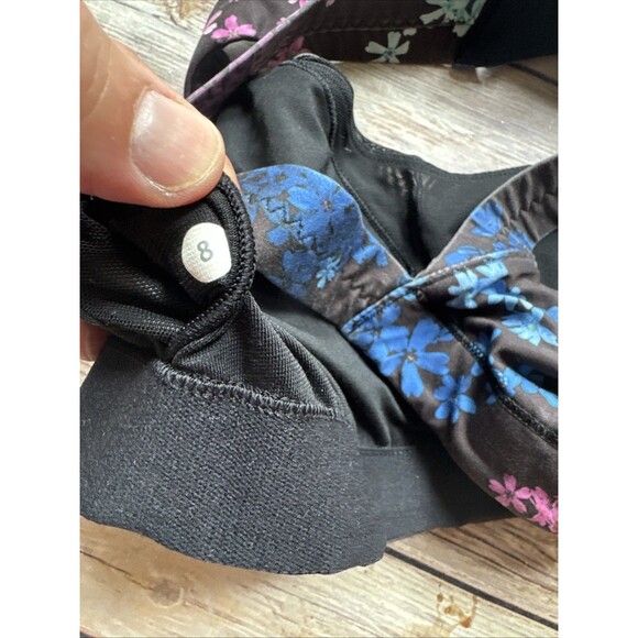 Lululemon Sports Bra Black Floral Multi Color Size 8 - Picture 4 of 4